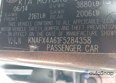 2015 Kia Forte Lx z USA, uszkodzony, nr VIN KNAFX4A61F5284358